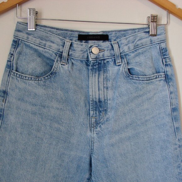 J Brand Joan High Rise Wide Leg Jeans Blissed Out Boho Raw Frayed Hem Tall 26 - Picture 3 of 15